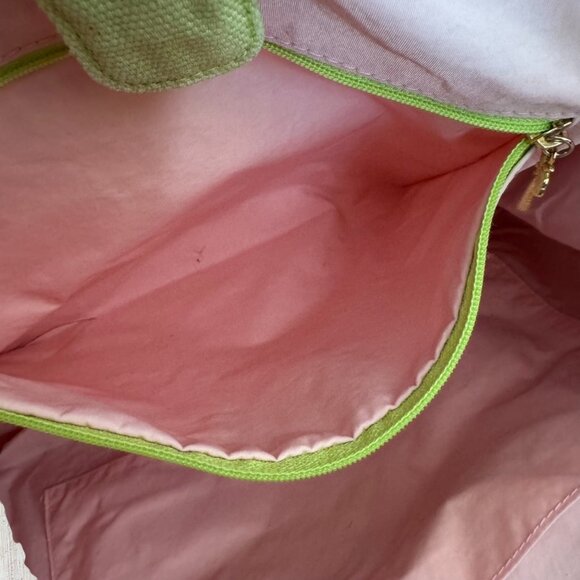 LILLY PULITZER Vintage Canvas Tote Bag Pockets Beach Diaper School Pink Green - Picture 8 of 11